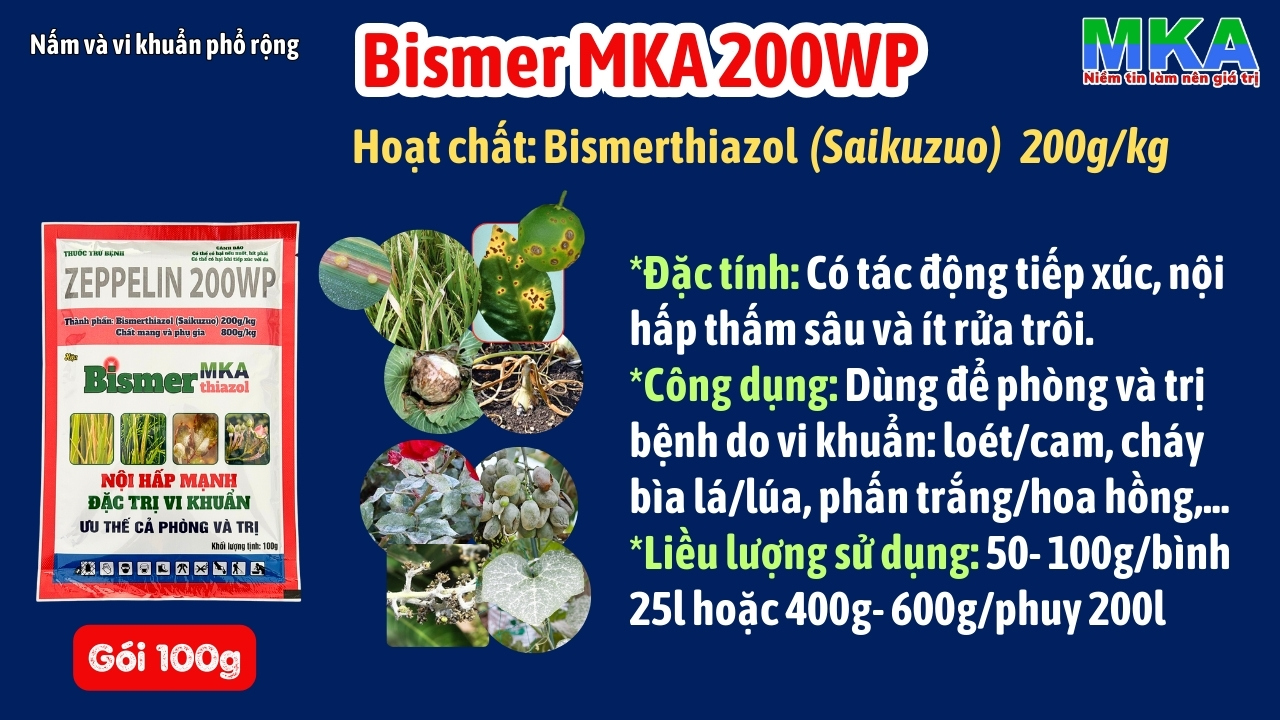 Bismer MKA 200WP thuốc trừ vi khuẩn hoạt chất bismerthiazol